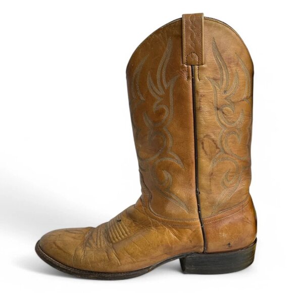 Vintage J. Chisholm Marbled Deerskin Leather Western Cowboy Boots Men's 9 D - Picture 4 of 11